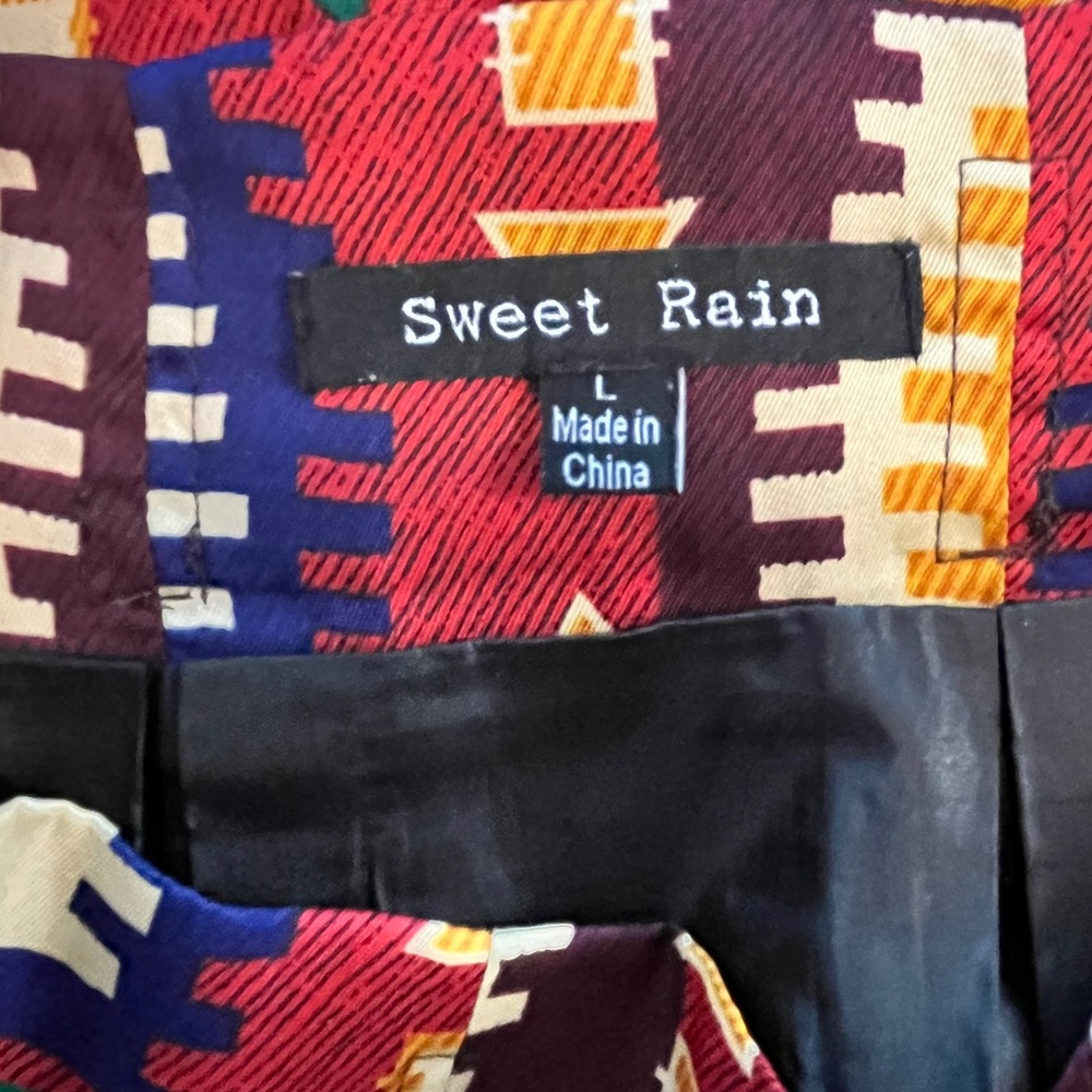 Sweet Rain Geometric Print Mini Skirt Pleated Southwest Print Size Large - Picture 6 of 7